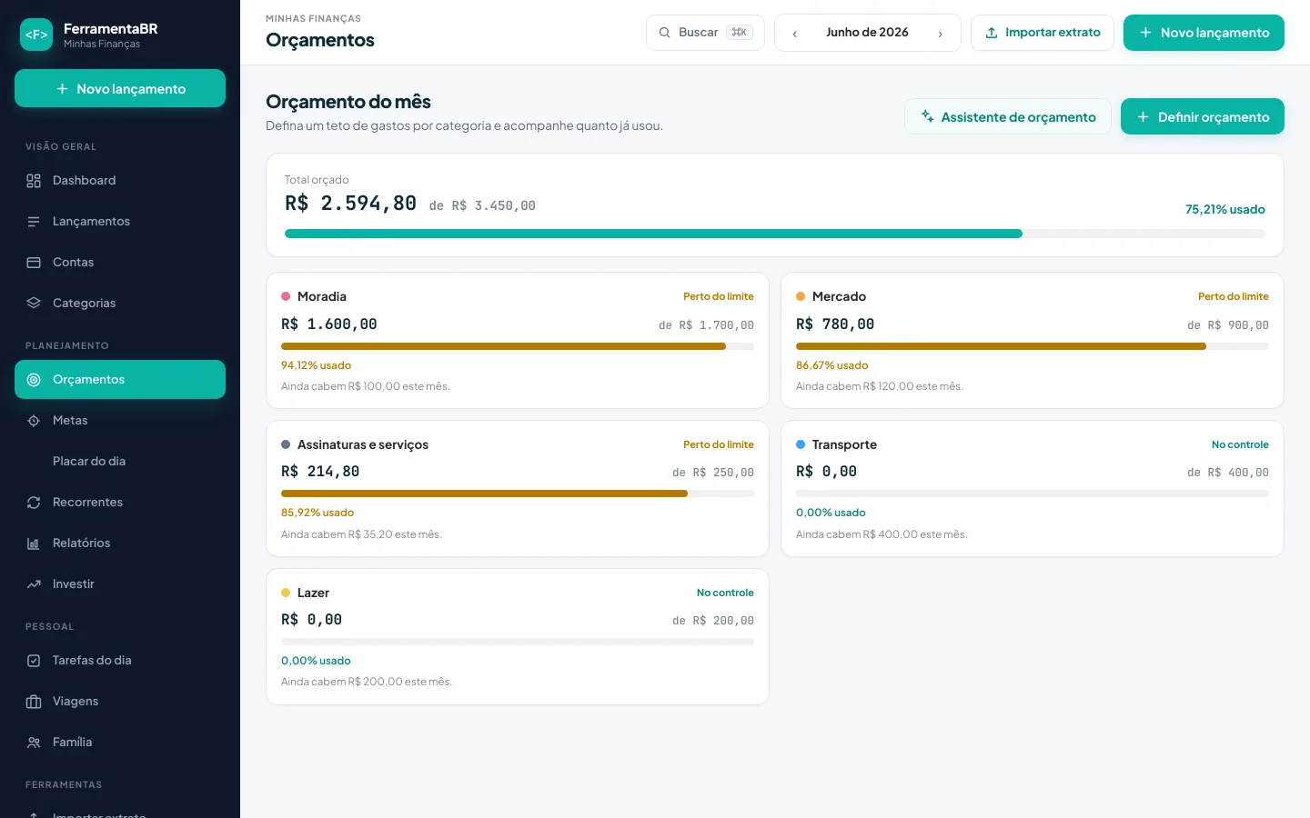 Captura de tela: orcamentos tela geral